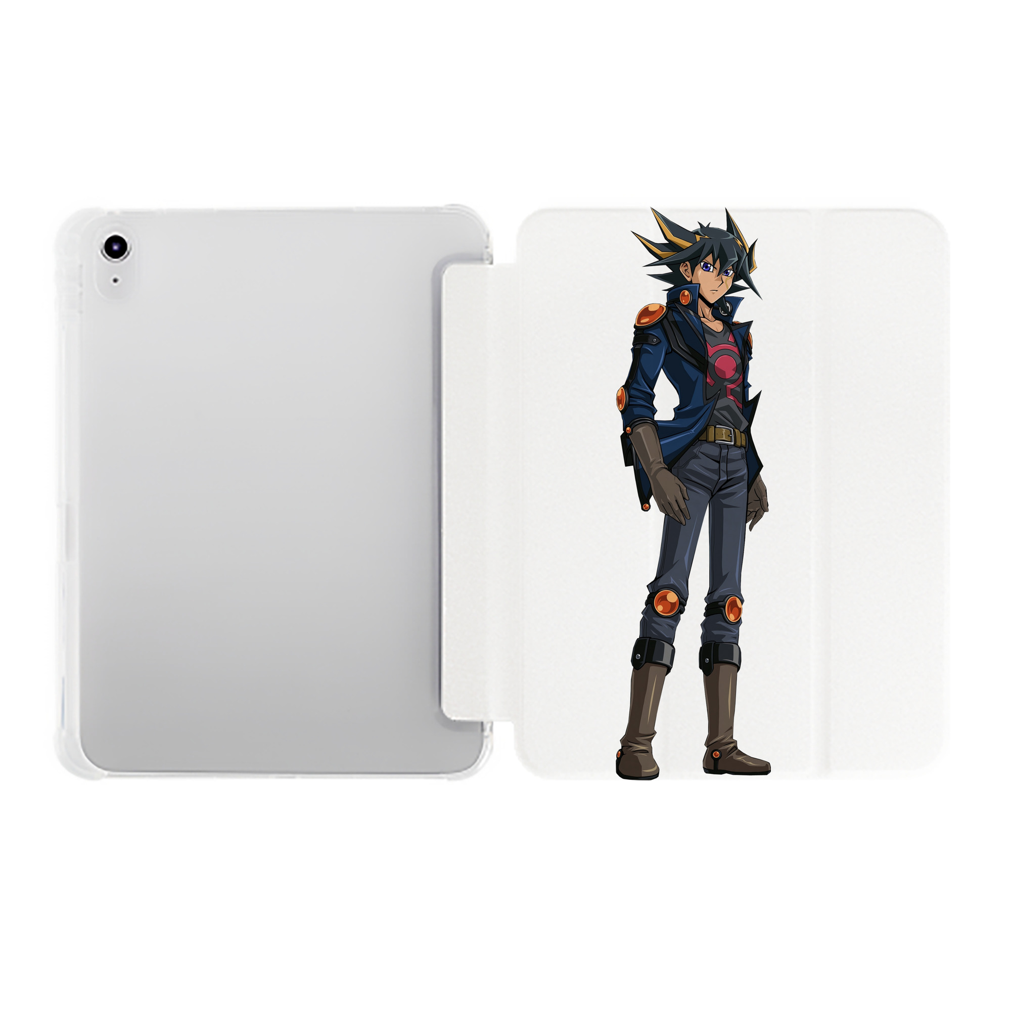 （画像用） 遊☆戯☆王 Yu-Gi-Oh! IPad ケース ペン収納付き 三つ折りスタンド PUレザー×シリコン 対応機種9.5/10.5/10.9インチ